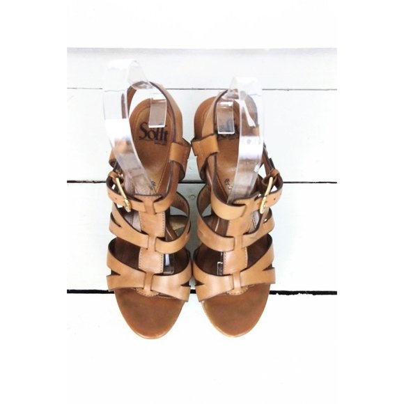 Sofft open toe strappy leather platform wedge espadrille rope sandals - Picture 2 of 8